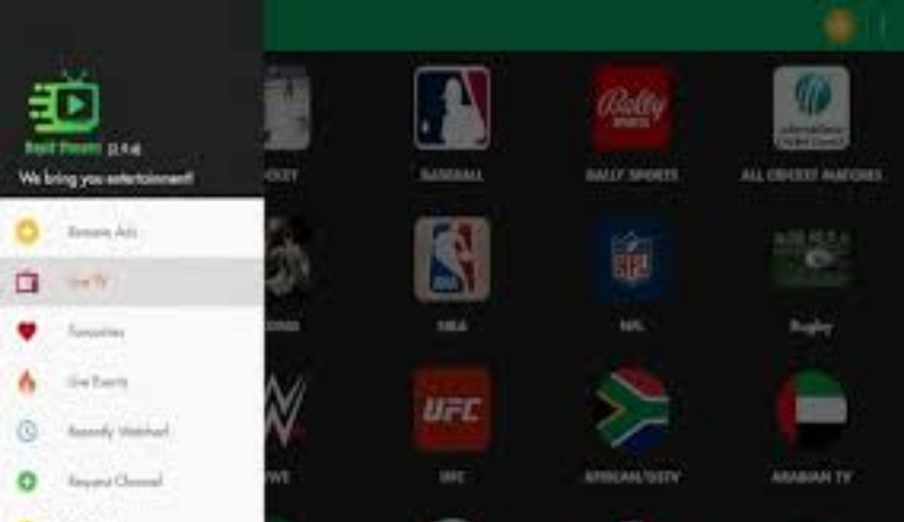 Unverified IPTV app interface showing sports channels